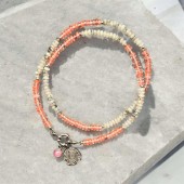 NASZYJNIK Z KWARCU TRUSKAWKOWEGO I JADEITU