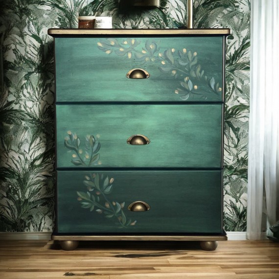 ZIELONA SATYNOWA KOMODA