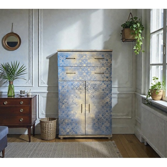 KOMODA BŁĘKIT I ZŁOTO